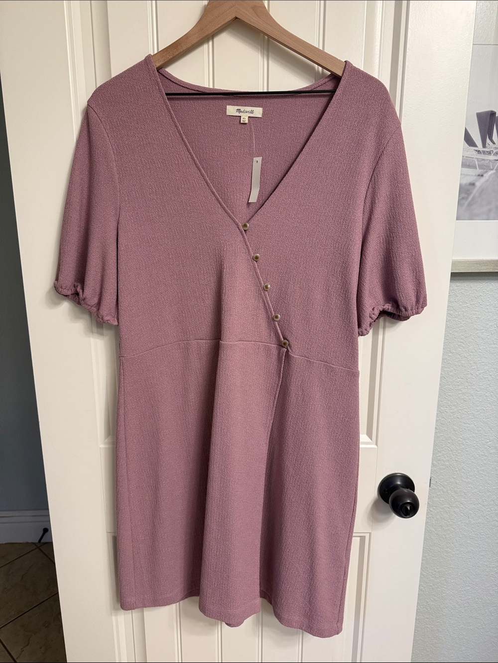 Madewell Dusty Rose Mini Dress with Button Detail